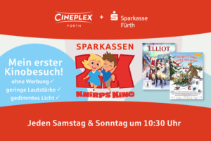 Knirpskino: Ausgewählte Kinderfilme ohne Werbung. Jeden Samstag und Sonntag um 10:30 Uhr. Unsere Filme im Dezember: „Elliott“ und „Findus“.