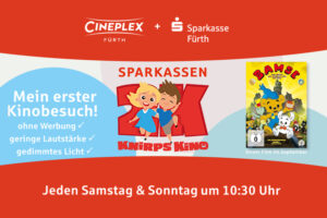 Knirpskino: Ausgewählte Kinderfilme ohne Werbung. Jeden Samstag und Sonntag. Unser Film im September: „Bamse - Der liebste und stärkste Bär der Welt“.