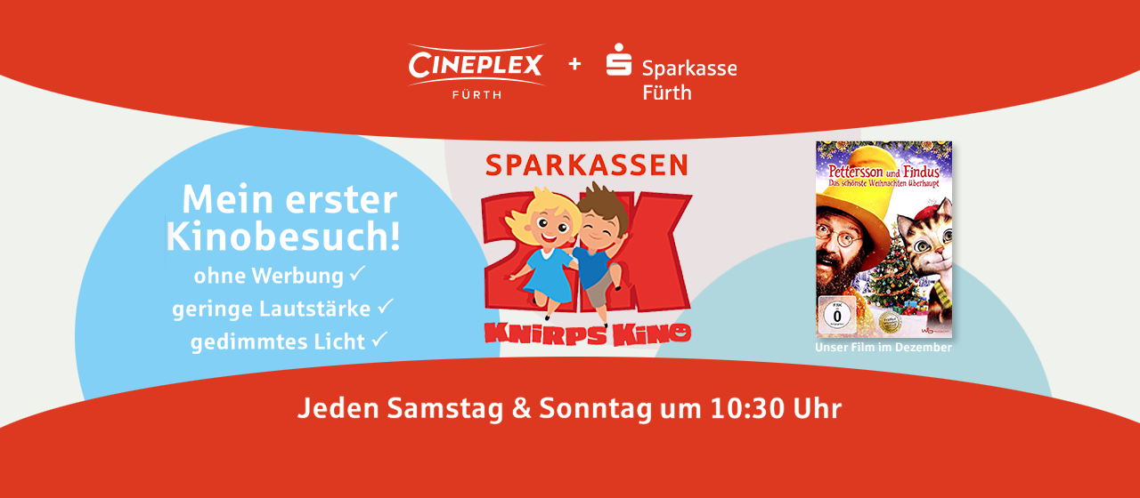 Knirpskino: Ausgewählte Kinderfilme ohne Werbung. Jeden Samstag & Sonntag. Film im Dezember: Pettersson und Findus – Das schönste Weihnachten überhaupt