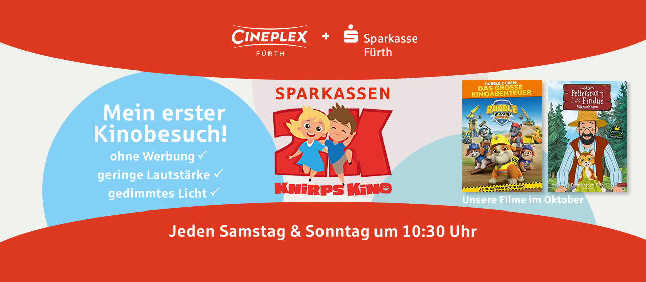 Knirpskino: Ausgewählte Kinderfilme ohne Werbung. Jeden Samstag & Sonntag. Filme im November: Rubble & Crew | Pettersson und Findus | Janosch