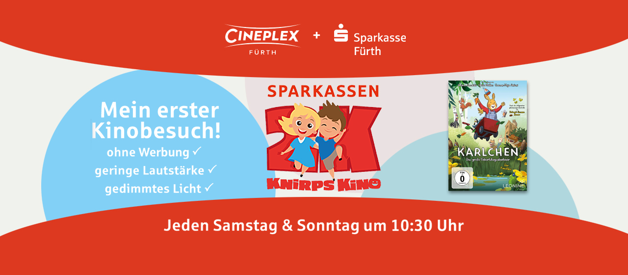 Knirpskino: Ausgewählte Kinderfilme ohne Werbung. Jeden Samstag & Sonntag. Im August: Karlchen - das große Geburtstagsabenteuer