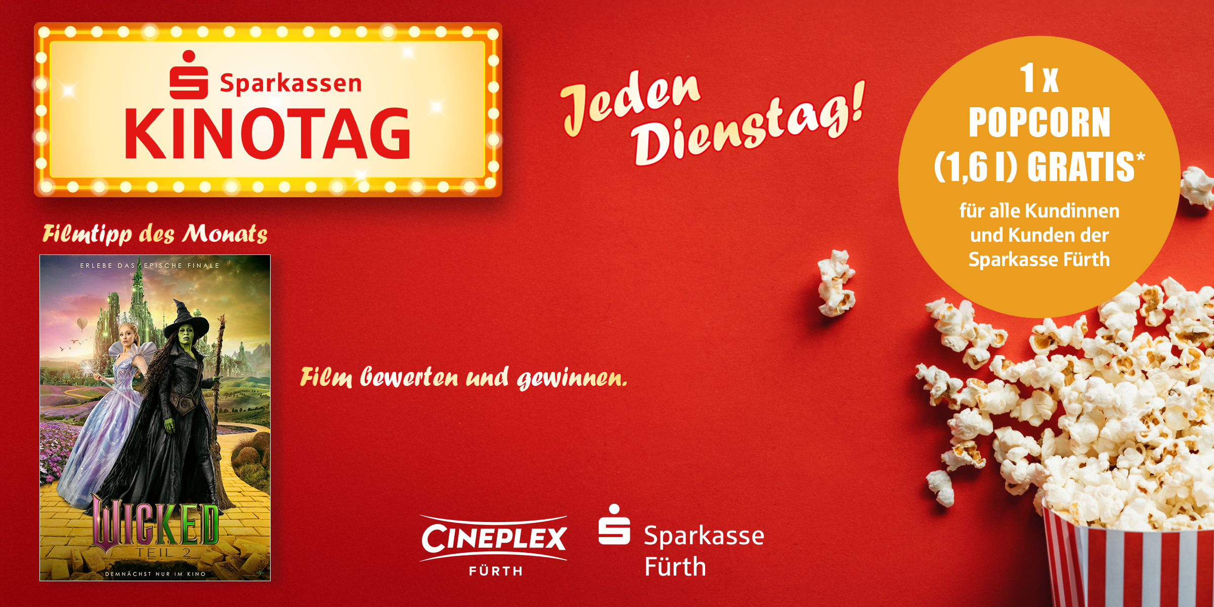 Filmplakat zum Sparkassen-Kinotag im Cineplex Fürth.