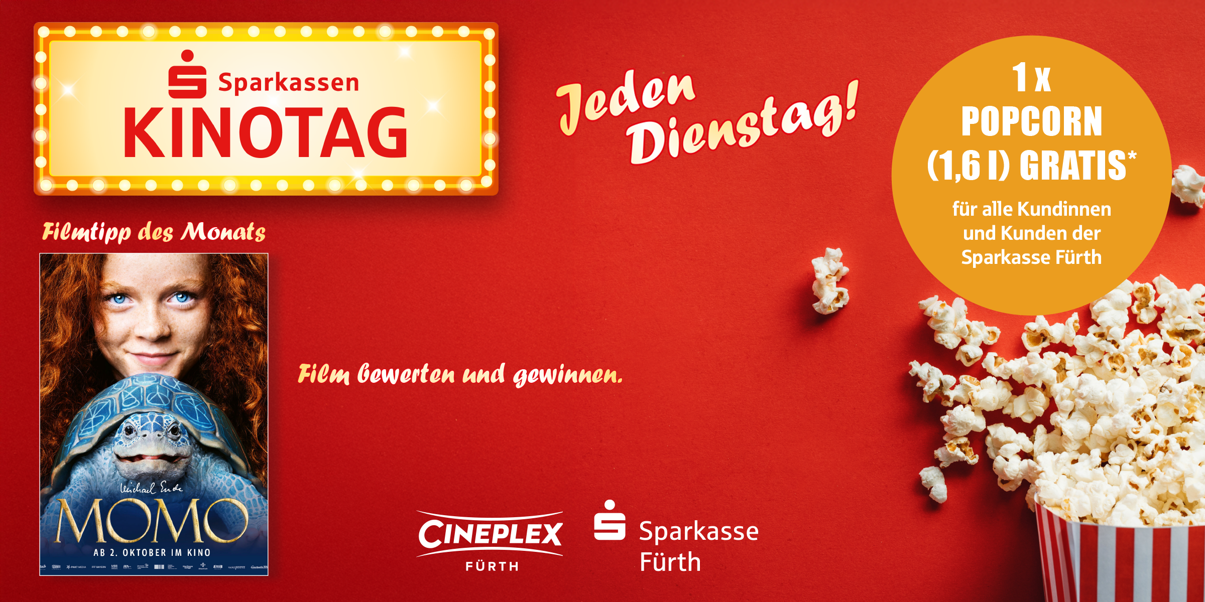 Filmplakat zum Sparkassen-Kinotag im Cineplex Fürth.