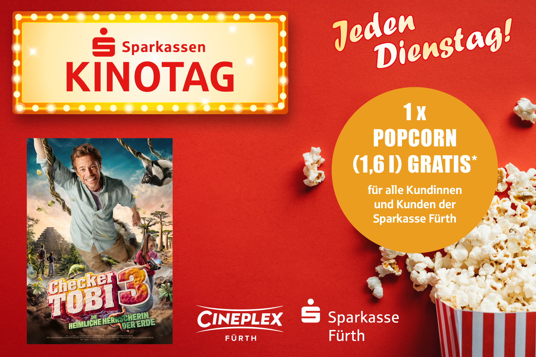 Dienstags heißt es: Film ab zum Sparkassen-Kinotag! Im Anschluss unseren Filmtipp bewerten und gewinnen - viel Glück.