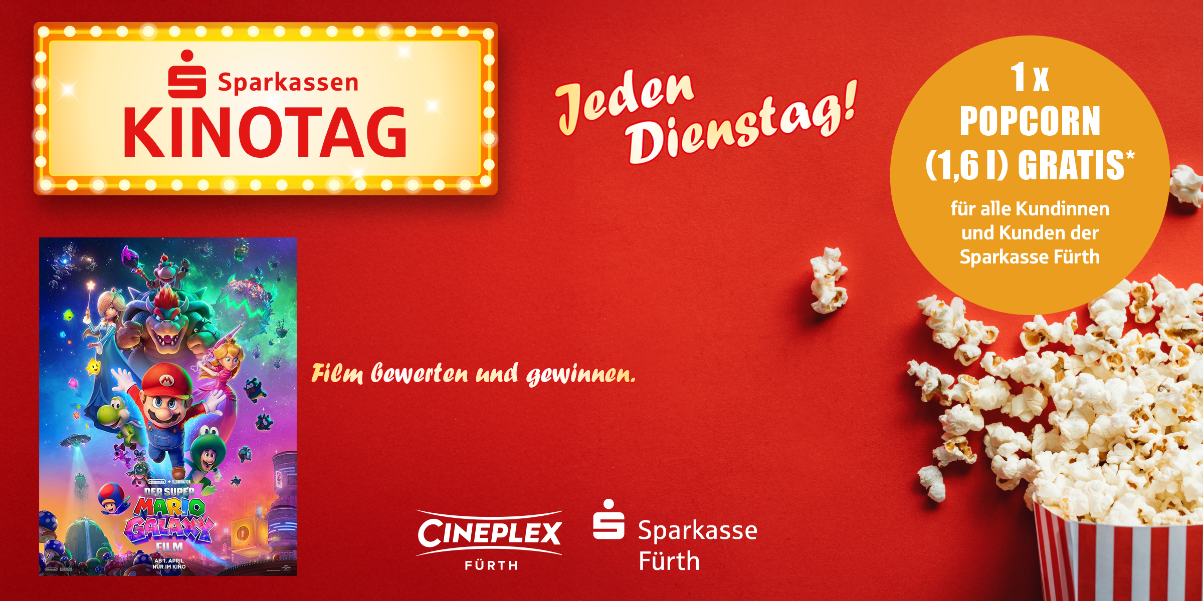 Dienstags heißt es: Film ab zum Sparkassen-Kinotag! Im Anschluss unseren Filmtipp bewerten und gewinnen - viel Glück.