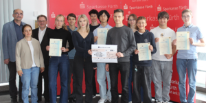 Ehrung der jungen Mathematiker in der Sparkasse Fürth.