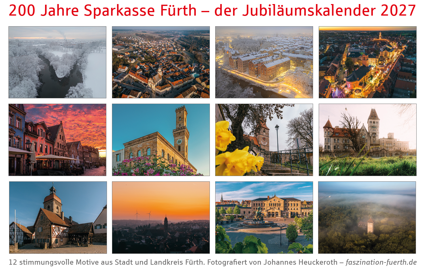 Zum vergrößern klicken 200 Jahre Sparkasse Fürth – der Jubiläumskalender 2027